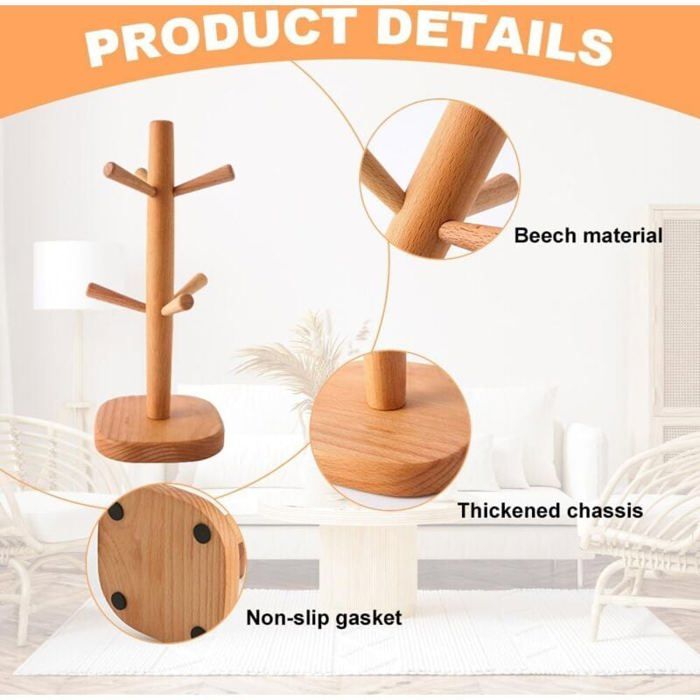 Porte-tasse rotatif - Support pour arbre à café en bois à 360 degrés