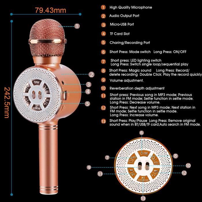 FRCOLOR Microphone Jouet Karaoké Garçon et Filles Garçon Fille Bleu, Jouet Éducatif en Plastique Fonction Créativité et Reconnaissance des Couleurs, pour Chant et Apprentissage FRCOLOR Microphone Jouet Karaoké Garçon et Filles Garçon Fille Bleu, Jouet Éducatif en Plastique Fonction Créativité et Reconnaissance des Couleurs, pour Chant et Apprentissage