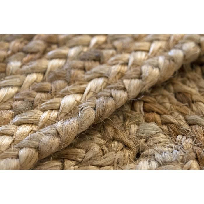 HAMID - Tapis Round En Jute Naturel 100% - Tissé à La Main, Diamètre 120 Cm - Pour Salon, Chambre, Couloir - Couleur Naturelle
