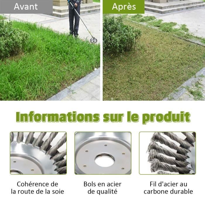 Bebochoi Tête Brosse Désherbage 8 Pouces 200x25,4 Mm - Brosse Ronde Professionnelle Avec 6 Accessoires Pour Débroussailleuse Jardin