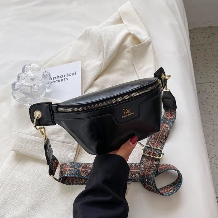Sac Banane Vintage En Cuir Cir Avec Fermeture clair Pour