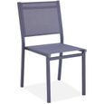 Ensemble repas de jardin 6 personnes Aluminium - Table avec plateau en verre 180 x 90 cm + 6 chaises et assise textilène - Gris-3