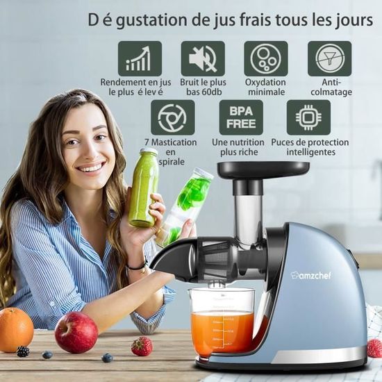 Extracteur De Jus Aobosi - Moteur Silencieux 150W, Rendement Maxi, Facile à Nettoyer (Bleu, Sans BPA)