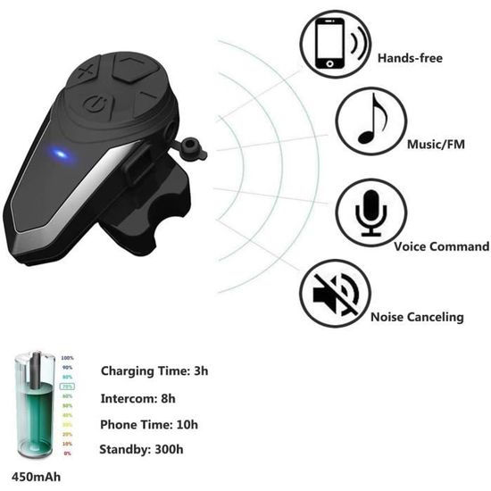 Intercom Moto,Talkie-walkie moto étanche 1000M, kit de communication casque  Bluetooth, peut connecter jusqu'à 2-3 motards - Cdiscount Auto