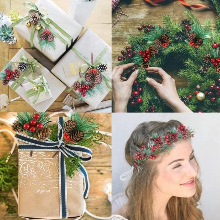 Lot De 200 Baies De Noël Artificielles Pour Décoration De Sapin De Noël