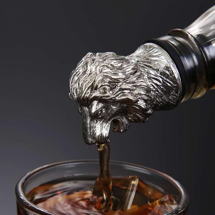 Shockassist 2 Verseur à Tête De Cerf En Acier Inoxydable, Pour Bouteilles De Vin, D'huile Et D'épices | Cadeau Parfait Pour Les Amateurs | Décoration élégante Pour La Maison - Argent