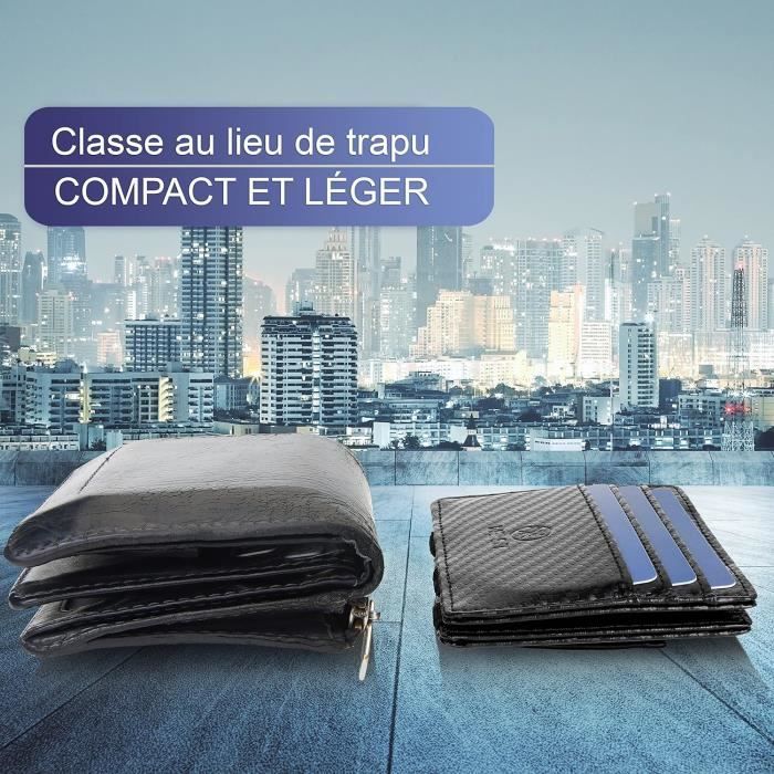 DCT Porte 2 Cartes Bancaires Blindé Anti-Piratage Simili Cuir Fabrication Française - Gris Argent