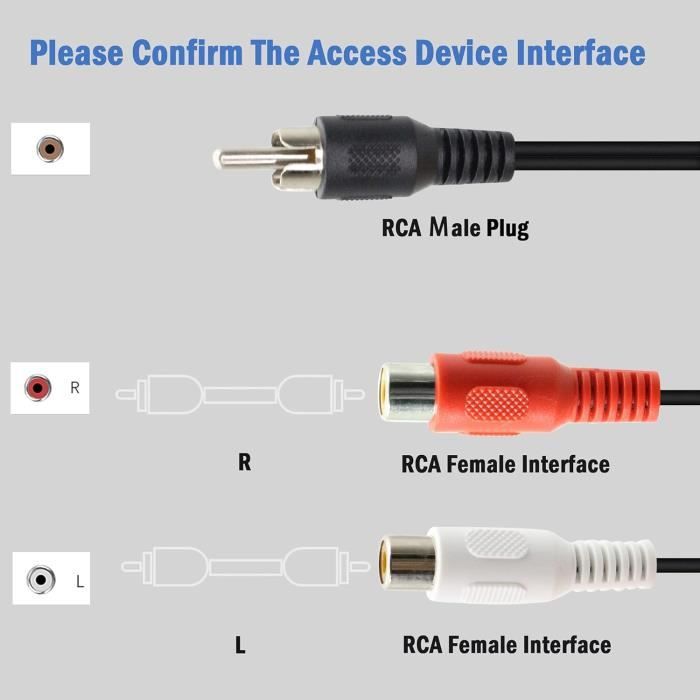 Cable RCA Xlr Câble Répartiteur XLR Mâle Vers 2 RCA PNGKNYOCN - 1m | Pour Connexion Audio Asymétrique | Micro, Ampli, Table De Mixage Xlr Cable