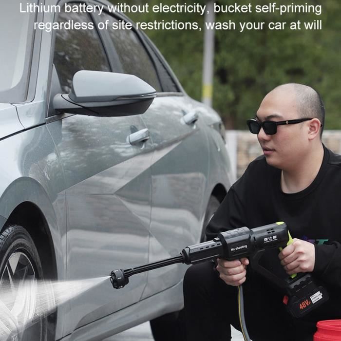 Nettoyeur Haute Pression Sans Fil Portable - 2 Batteries 12000mAh, Pression 50-70 Bars, Pour Voiture, Sol, Jardin