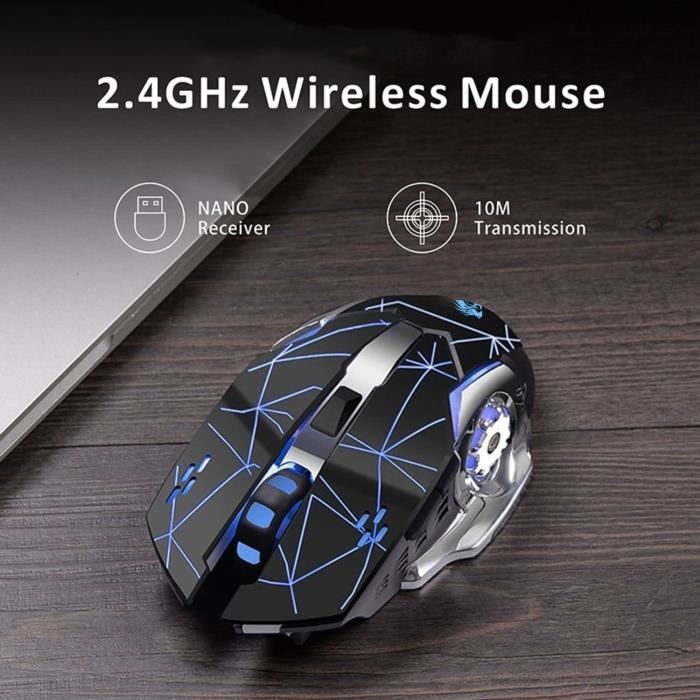 Souris Sans Fil Rechargeable SODIAL - Silencieuse, 2.4G, Noire, Neuve