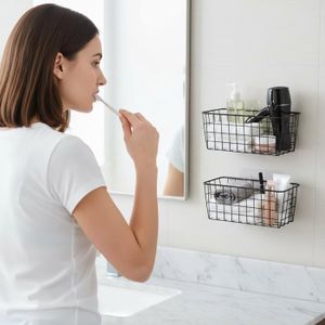Relaxdays 2x Panier Suspendu En Métal - Panier En Fil De Fer - Porte De Placard Panier De Rangement Panier De Placard Organisateur