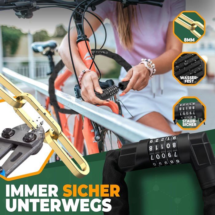 Antivol Velo Electrique Antivol de vélo avec clé Chaine Antivol