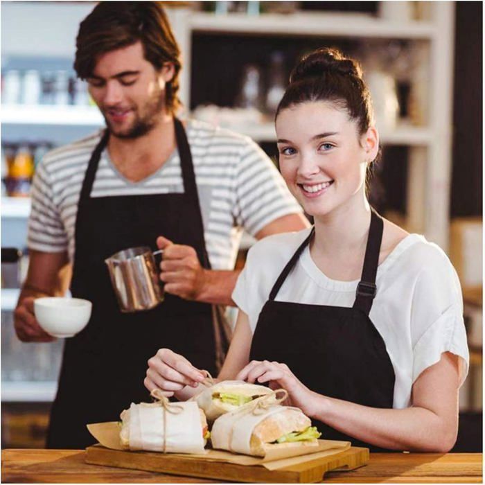 Set De 2 Tabliers De Cuisine Pour Femme, Tablier De Cuisine Avec 2 Poches Pour La