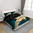 3D Parure de lit Set de Housse de Couette en Texture d'art dorée Lisse 220x240cm, Fermeture éclair cachée [1995]-0