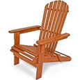 Chaise longue transat Adirondack en bois d'acacia bain de soleil jardin- pliable-0