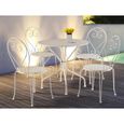 Ensemble table et chaises de jardin en métal façon fer forgé - GUERMANTES - Blanc - Solide et facile d'entretien-0