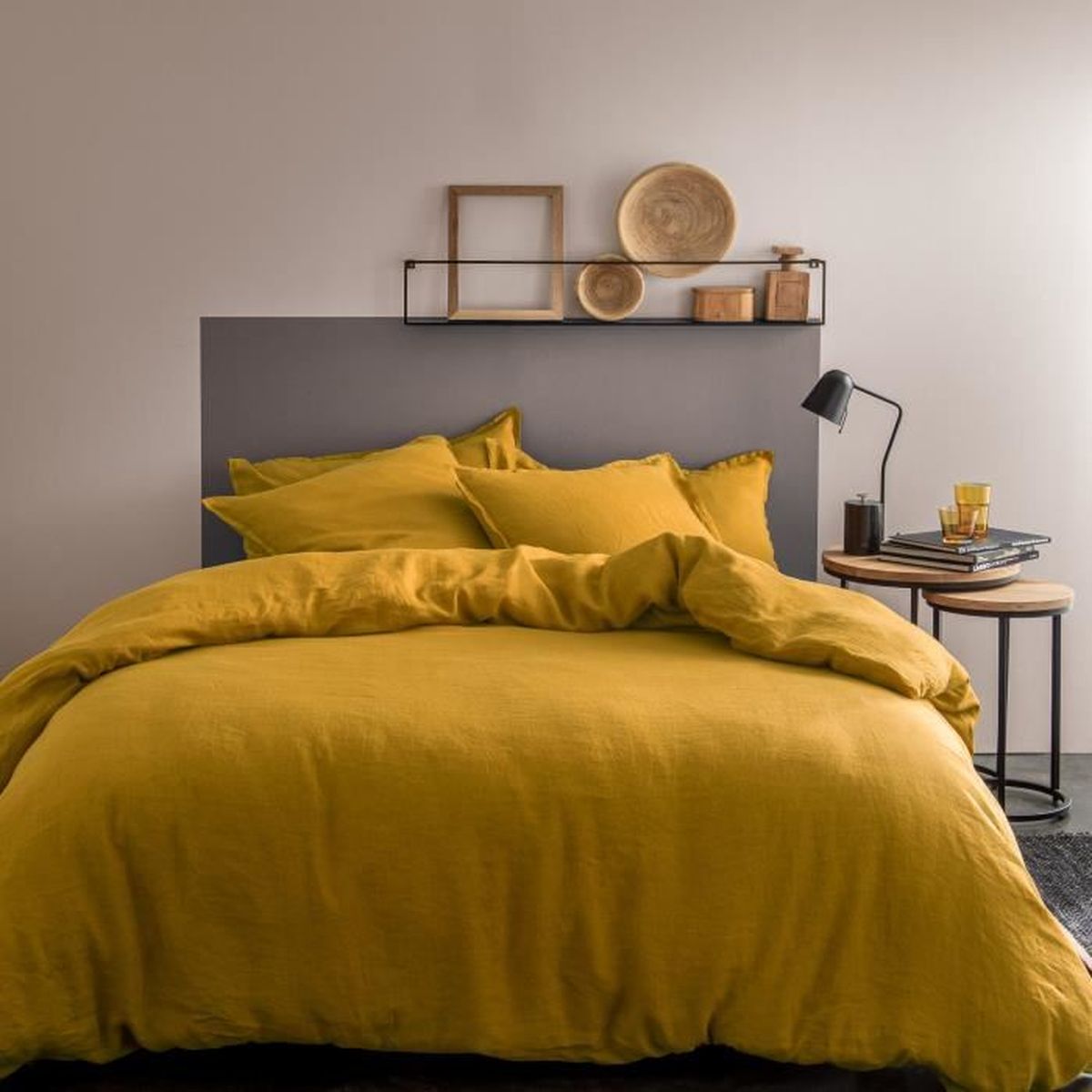 Housse De Couette En Lin 220x240 Pas Cher Housse de couette unie, LIN LAVÉ Safran. Taille : 240x220 cm - Cdiscount  Maison