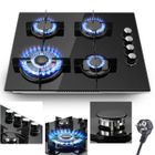 KICHPOWER Plaque de Cuisson Gaz 4 Feux, 8000W ,Table de cuisson à gaz,Cuisinière Encastrable,L60cm,Verre NG/LPG,Sécurité Thermocouple