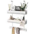 KAPANOU Porte-manteau derrière la porte - Rangement Pratique avec 9 Crochets et 2 Paniers pour la Chambre, la Salle de Bain - Blanc
