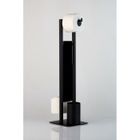 WENKO Serviteur WC Rivalta, Brosse WC et Dérouleur Papier Toilette, Acier noir et verre trempé, 18x70x23 cm, Noir