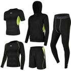 FINDPITAYA Ensembles De Sport de Suduation de Fitness Vêtements Entraînement Doux Séchage Rapide Respirant Course à Pied pour Homme 5 pcs Vert