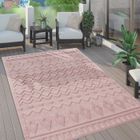 Paco Home Tapis Exterieur Terrasse Salon Cuisine Scandinave Motif Boho Uni 3D Rose 140x200 cm