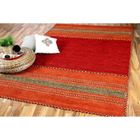 Tapis kilim - PERGAMON - Navarro - Naturel - Rouge orange - 140x200 cm