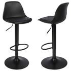 Willonin® 2 X Tabouret de bar PU réglable en hauteur, Chaise avec dossier et rotation à 360°, Noir pour cuisine salon bureau jardin