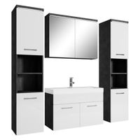 Meuble de salle de bain Paso XL 80 x 40 cm Gris avec Blanc – Armoire de rangement Meuble lavabo evier Meuble lavabo