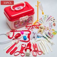 Ensemble de jouets de docteur,stéthoscope, boîte de rangement pour jeux pour enfants - 33PCS (Rouge)