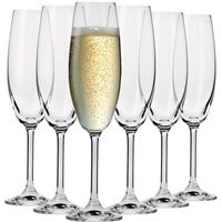 Krosno Flûte Cristal de Champagne en Verre - Lot de 6 Flûtes - 200 ml - Collection Venezia - Lavable au Lave-Vaisselle