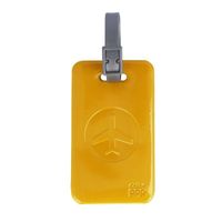 Étiquette bagage couleur motif moutarde – Fabrication Française – PVC vernis – Protection des données personnelles non visibles -
