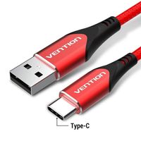 VENTION - Câble USB A vers USB Type C avec gaine en TPE/Nylon tressé pour rechage rapide et transfert de données - Rouge/Noir