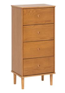 CHIFFONNIER - SEMAINIER Chiffonnier,  meuble de rangement  avec 4 tiroirs en bois coloris Marron  - Longueur  50 x Profondeur 35  x Hauteur  107,5 cm