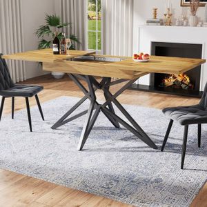 Table Salle à Manger Sur Mesure – Plateau Bois Massif Et Piétement Étoile Métal