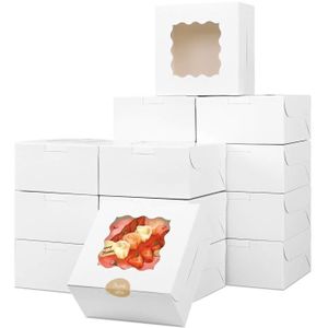 Maquette De Gâteau De Boîte à Pâtisserie Vierge En Carton Blanc Fermé Isolé  Sur Fond Gris Pour Transporter Des Gâteaux Et Des Biscuits Avec Poignée