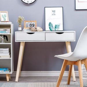 Bureau Table Plan De Travail Coiffeuse 90 45 77cm Blanc Avec 2 Tiroirs Achat Vente Bureau Bureau Table Plan De Travai Soldes Sur Cdiscount Des Le 20 Janvier Cdiscount