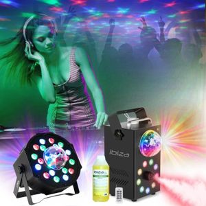 Ibiza Light - 6 JEUX DE LUMIERE + PIED DJ + MACHINE A FUMEE + PRODUIT PACK  SONO LIGHT DJ idéal soirée dansante bar club famille disco fête Nöel
