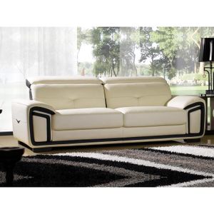 Canapé Cuir 3 Places Hamilton Cuir Prestige Gris Perle