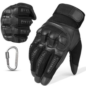 GANTS - SOUS-GANTS Gants de Moto en cuir pour écran tactile,Motocross Moto Pit Biker Enduro équipement de protection course gant - A16-Black[F]