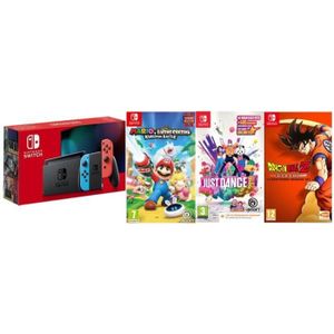 CONSOLE NINTENDO SWITCH Pack Nintendo Switch + Just Dance 2019 + Dragon Ball Z + Mario Lapins Crétins kingdom Battle