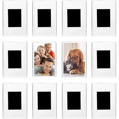 Lot De 12 Cadres Photo Magnétiques Transparents Pour Frigo - Format 4,5 X 7 Cm - Idéal Déco Bureau, Cuisine, Cadeau