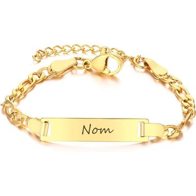 Bijoux Pour Enfants Gourmette Identité Avec Plaque À Graver Et Ourson Coeur Bracelet Avec Chaîne