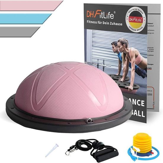 Ballon D'Équilibre Yoga DH FitLife - Charge 200kg, Avec Pompe Et Bandes De Fitness - Diamètre 60cm