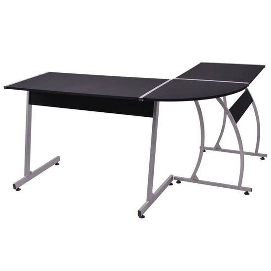 Bureau D'angle En Forme De L Noir - Bureau D'angle - Bureau Noir Bureau Bureaux Home Living 83227022