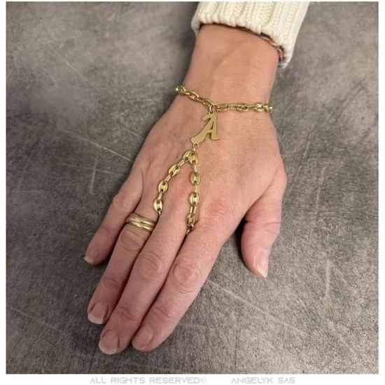BOBIJOO Jewelry Bracelet Passamano bague Grain de cafe Achat Vente bracelet gourmette BOBIJOO Jewelry Bracelet Passamano bague Grain de cafe Femme Blanc Dore Cd