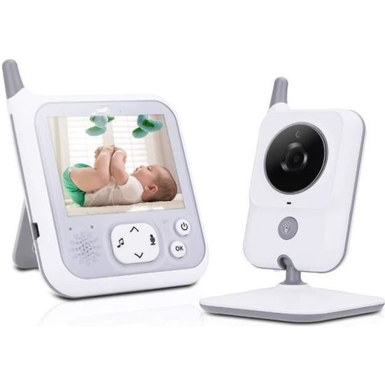 AWANFI Babyphone Caméra Vidéo sans Fil 3,2 Pouces, Visiophone Bébé 2,4 GHz Caméra Bébé Surveillance avec Ecran Couleur LCD Talkie Wa