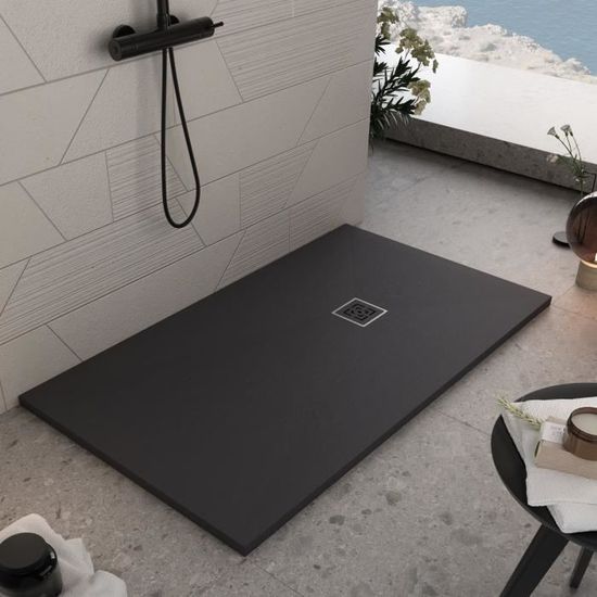 Duschwanne Sevilla In Anthrazit – Mineralmarmor, 3 Cm Schlank, 70 X 150 Cm, Rutschfest
