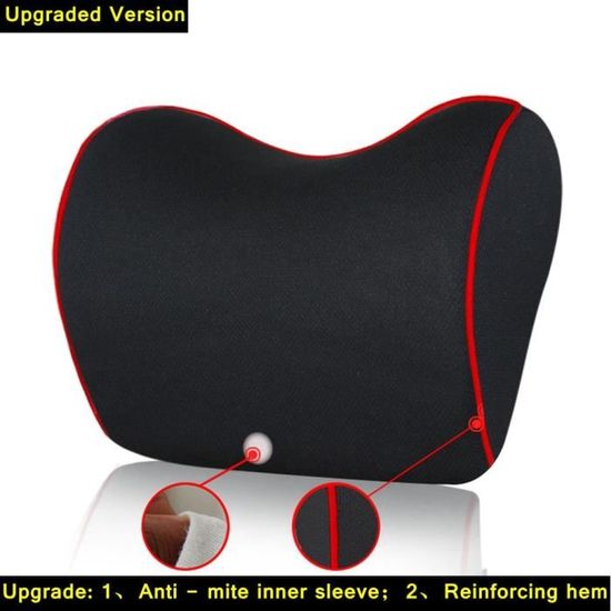 Oreiller De Cou Voiture En Mousse à Mémoire De Forme - Cuir Noir - Confort Adulte