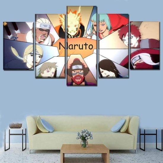 Décoration Murale Peinture sur Toile 5 pièces Impressions HD Anime Naruto Photoss avec Cadre 100x50cm A873